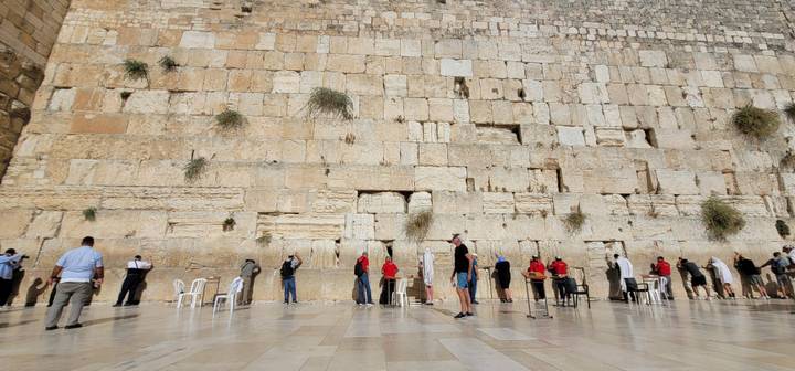 People praying at the Western Wall in Jerusalem.