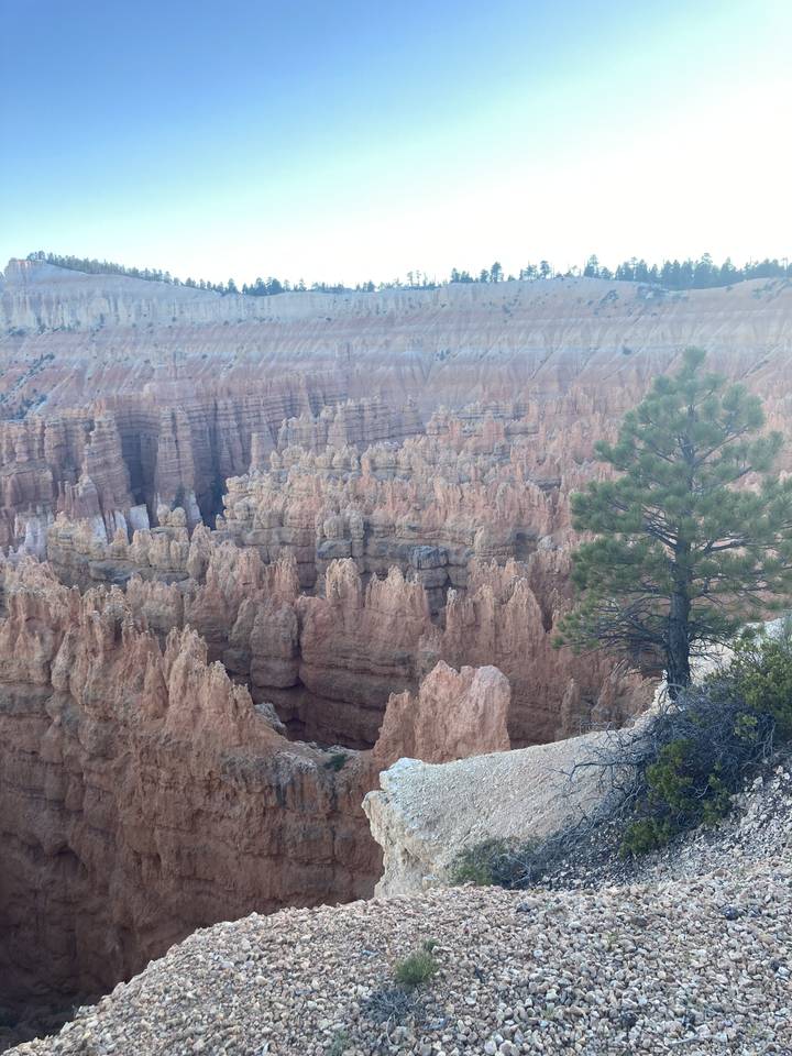Rocky formations with spires and ridges in a canyon setting.
