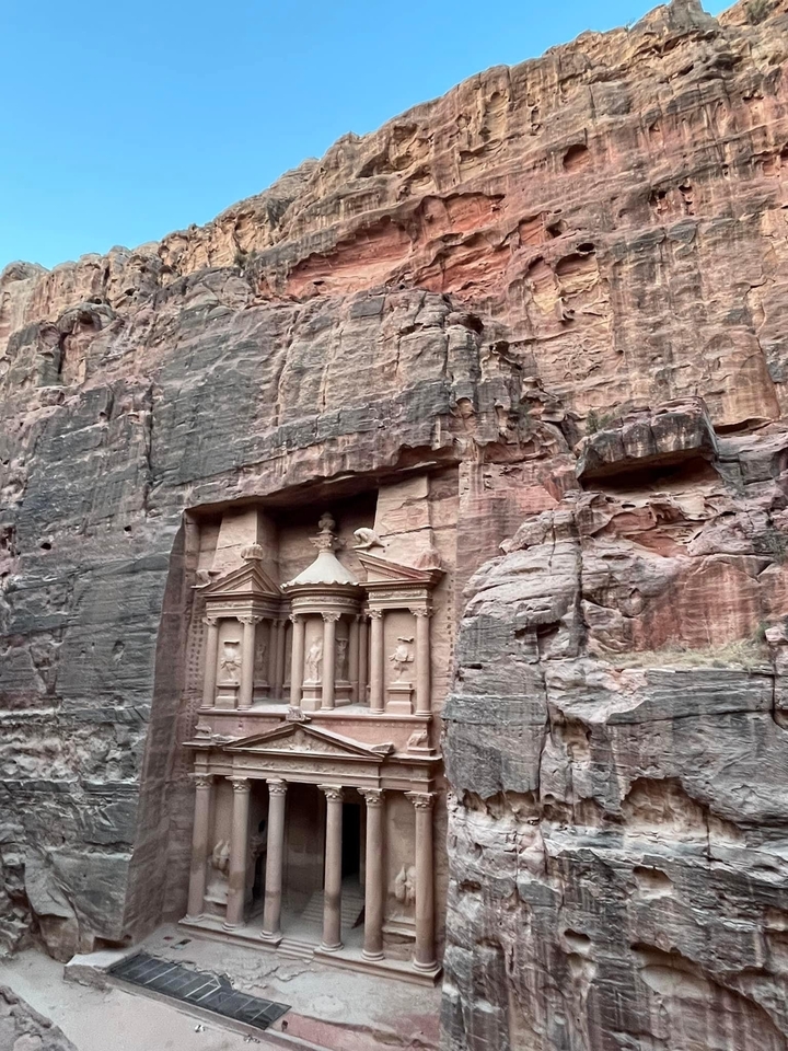 The Treasury at Petra carved into rock.