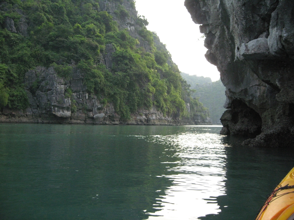 Scenic water view with limestone cliffs