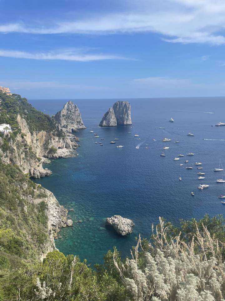 View of a seascape with rugged coastline