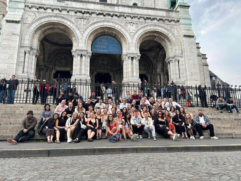 Group photo on the steps of Sacré-Cœur Basilica.