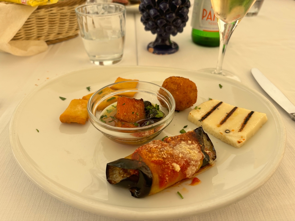 Dish with multiple food items served.