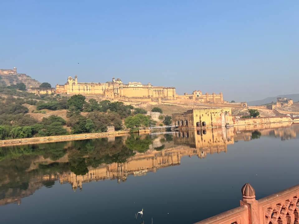 Reflection of a historical fort in a lake.