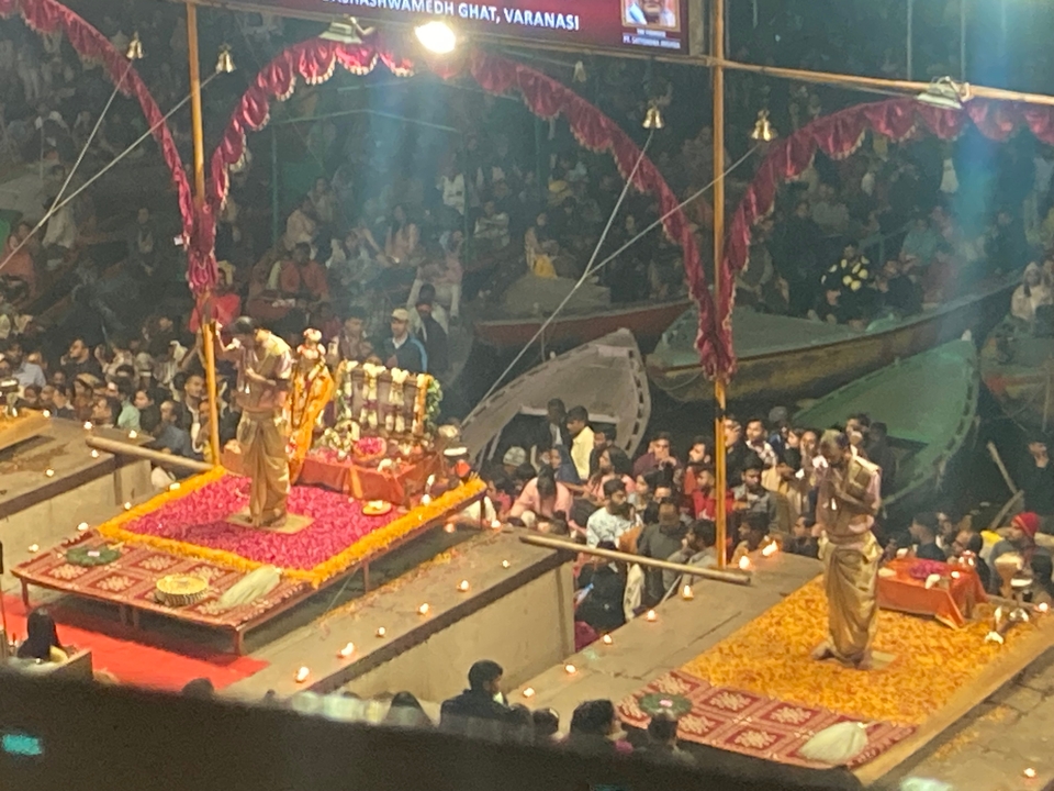 Ceremonial religious gathering with attendees.