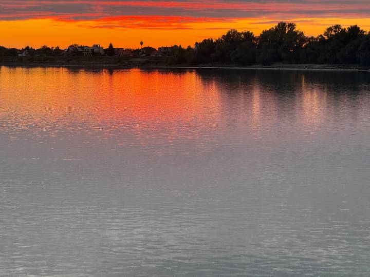 Sunset reflecting vibrant colors in the water