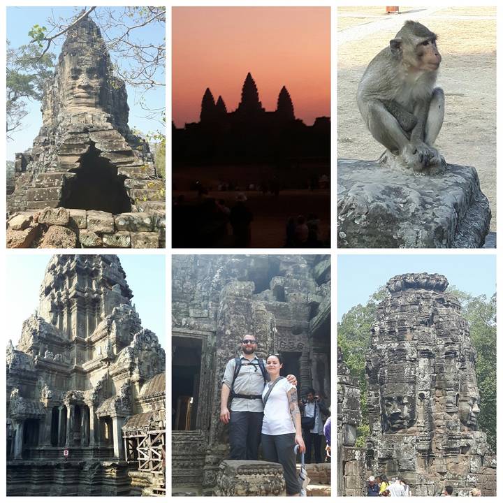 Collage of ancient temple structures.