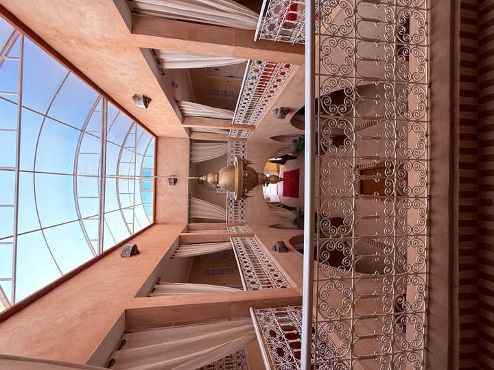Interior of a Moroccan riad with traditional architecture.