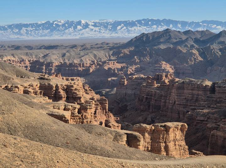 Charyn Canyon National Park with dramatic rock formations.