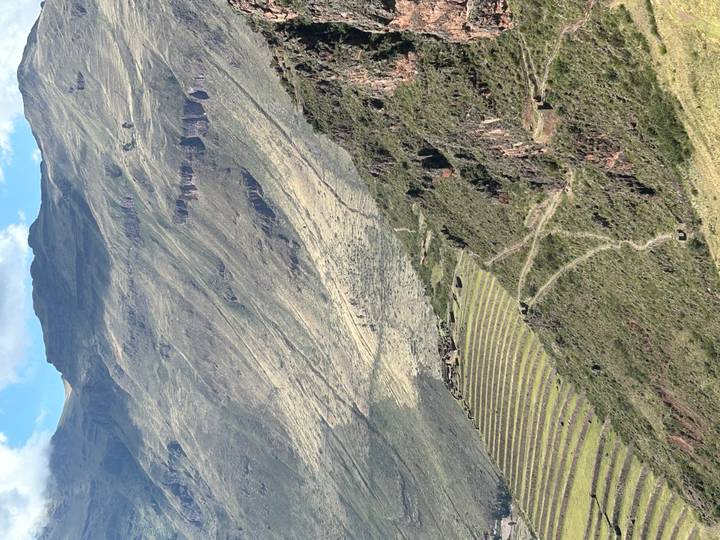 Terraced agricultural fields in a mountainous region.