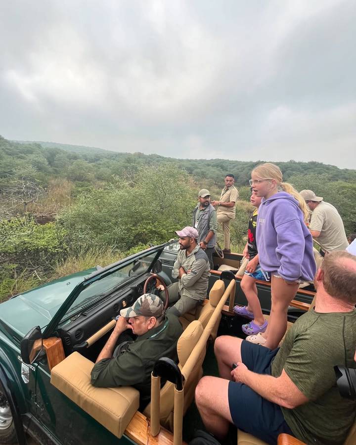 Groupe de personnes dans un véhicule de safari dans la nature sauvage.