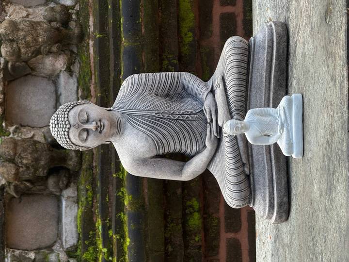 Buddha-Statuen verschiedener Größen.