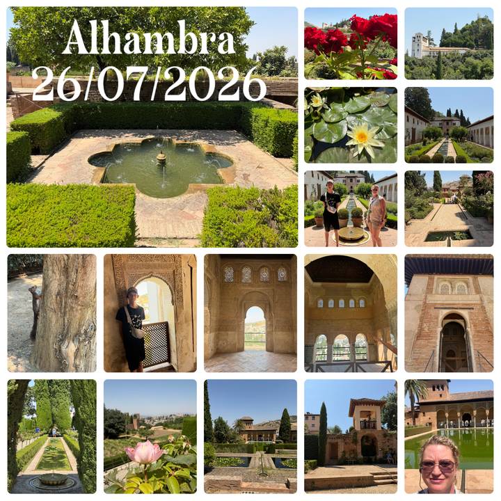 Collage of multiple courtyard and palace images arranged in a grid