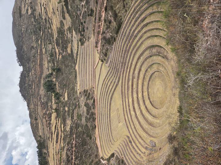 Circular terraced agricultural site of Moray carved into the Andean highlands