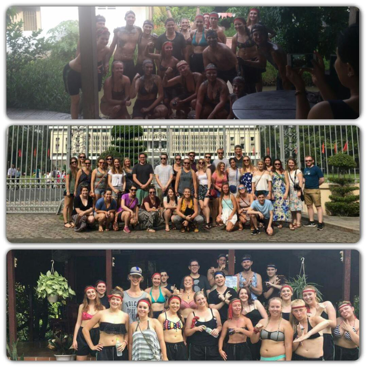 Collage of group tour photos.