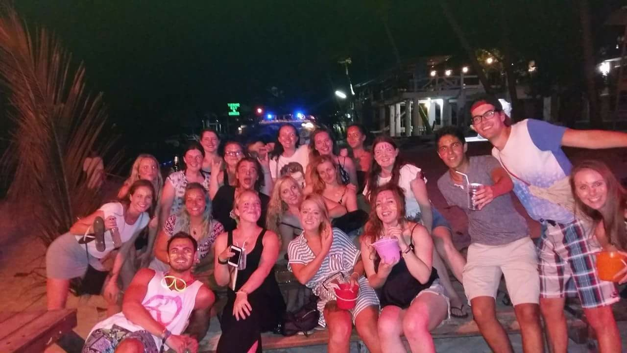 Large group enjoying a night out.