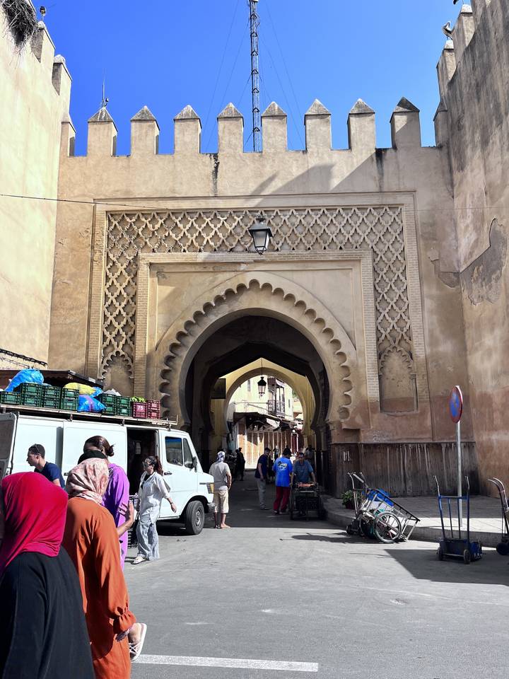 A large entrance gate with intricate designs.