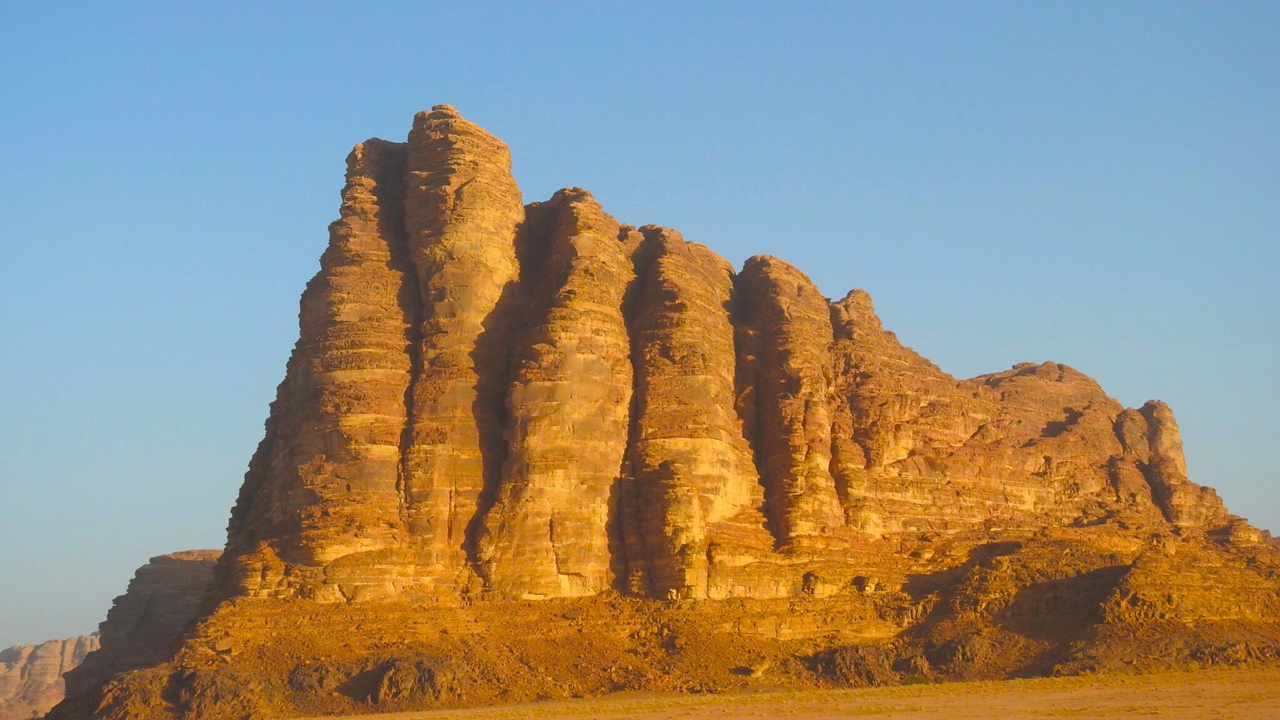 Scenic view of rock formations at Wadi Rum.