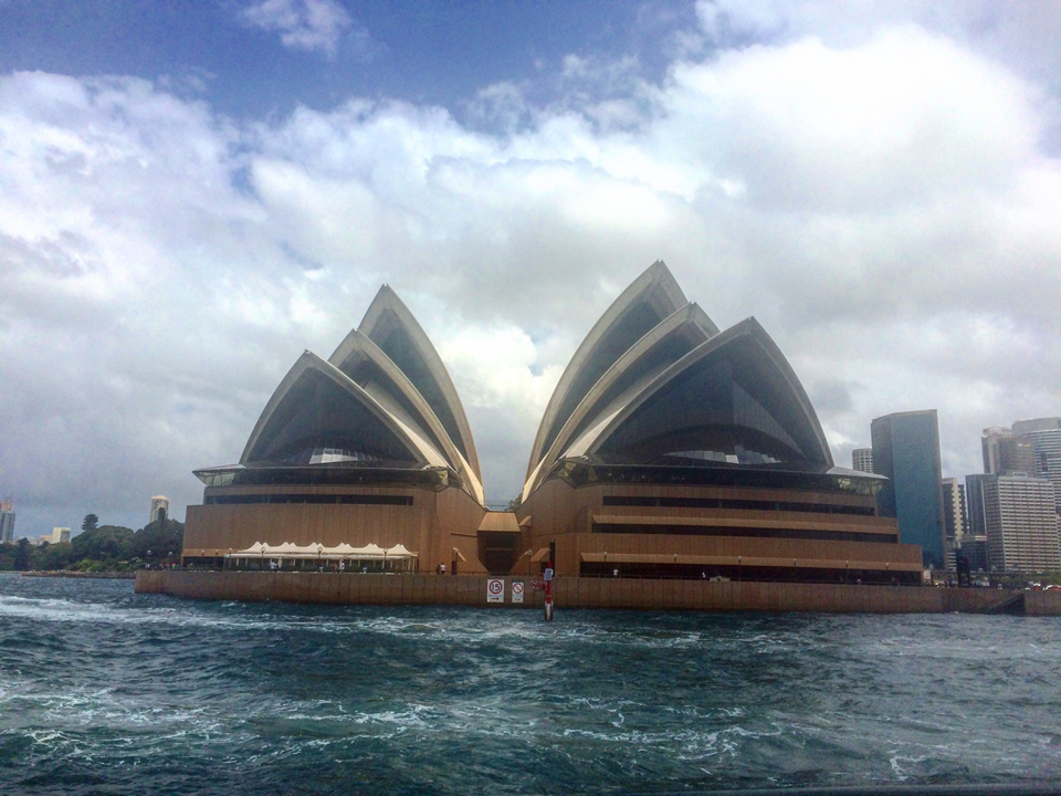 Sydney Opera House viewed from the water.