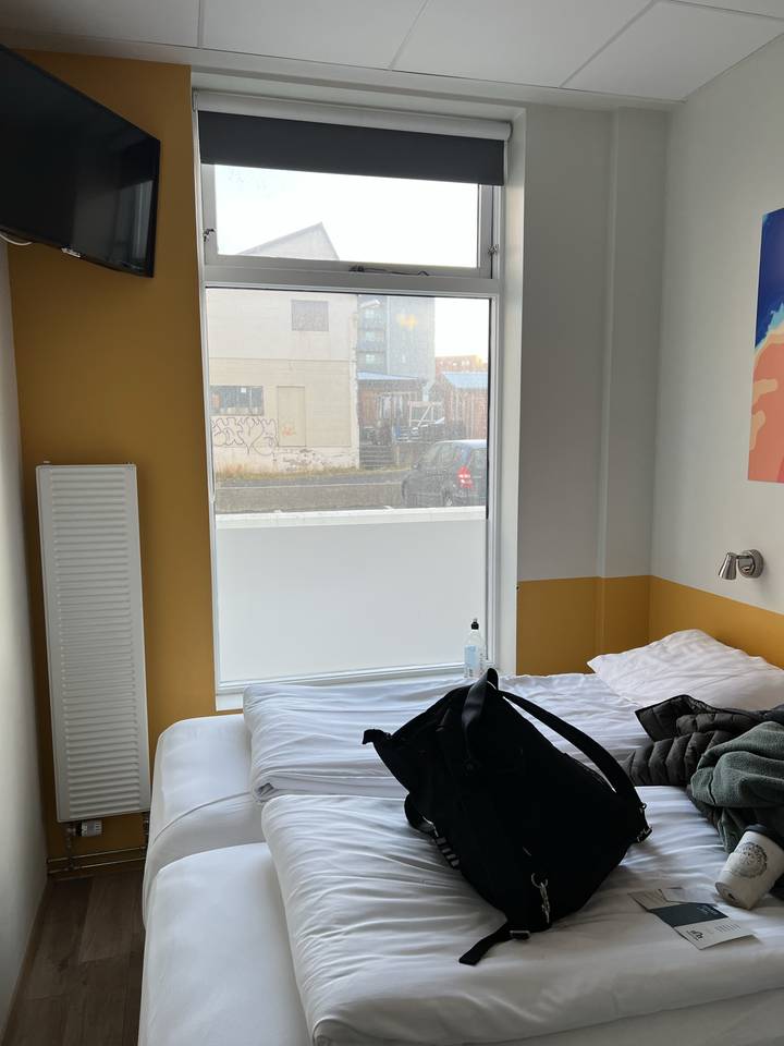 Hotel room interior view.