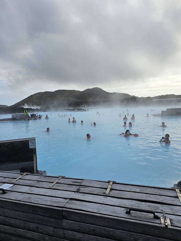 People enjoying a geothermal spa.
