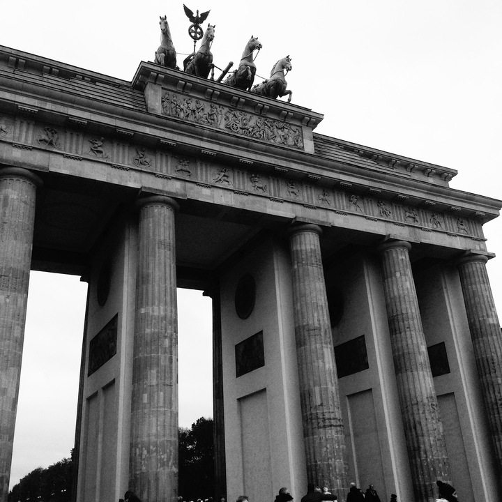 Close-up of architectural structure with columns.