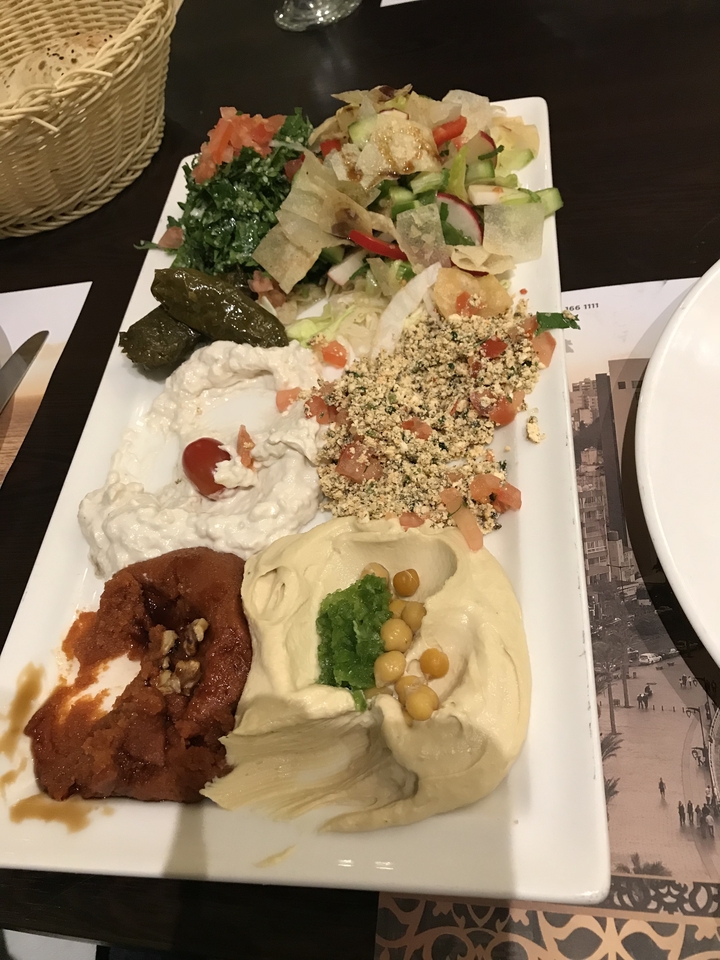 Assorted Middle Eastern dishes on a table.