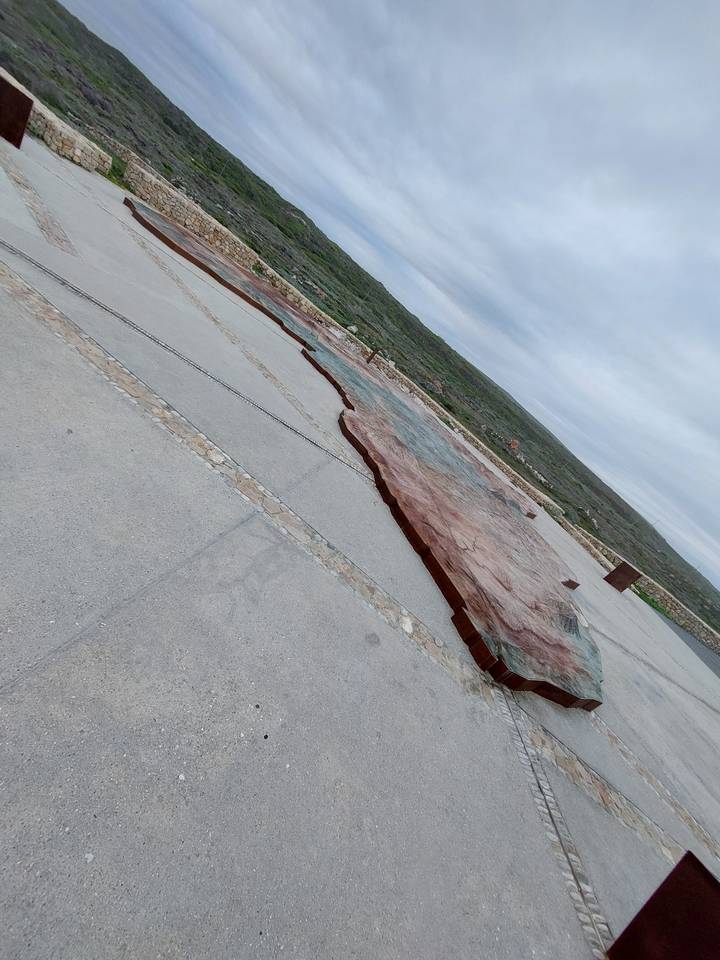 Concrete map layout outdoors.