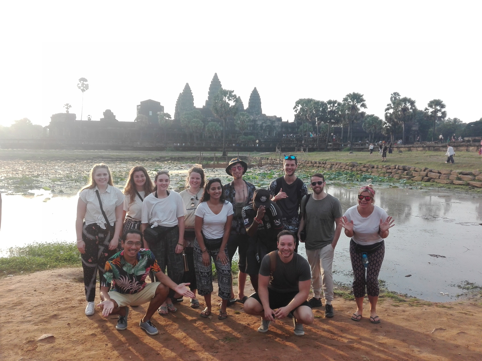 Group photo at Angkor Wat in Cambodia.