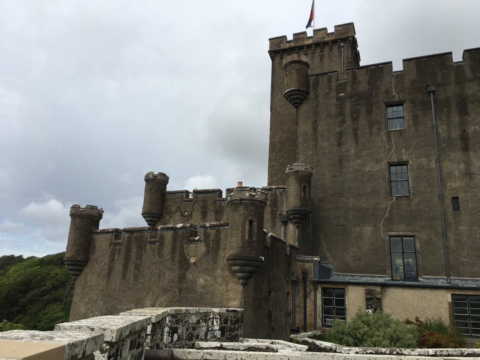 Historic castle with grey stone walls.