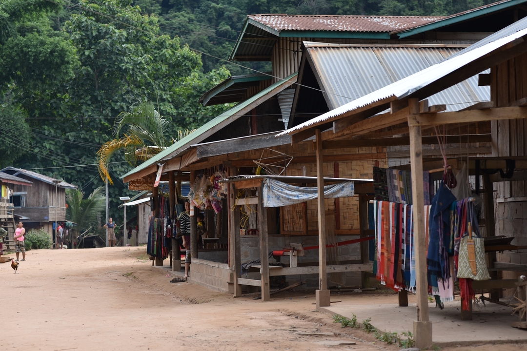 Traditional houses in a rural village setting.