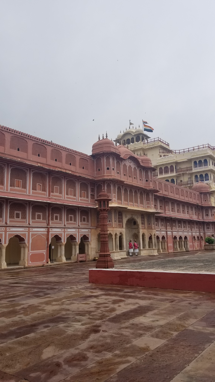 A historic red sandstone palace.