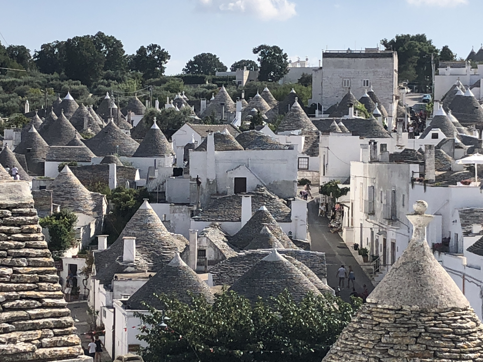 Aerial view of trulli houses in Alberobello.