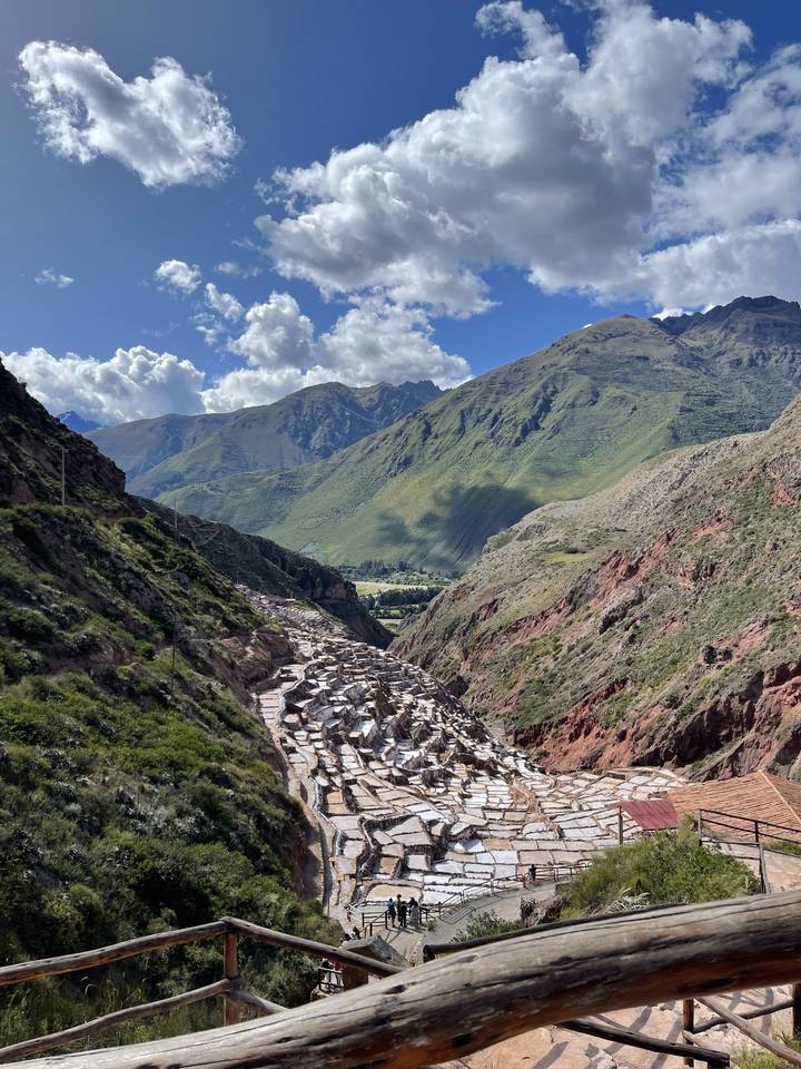 Overview of terraced hills and mountains.