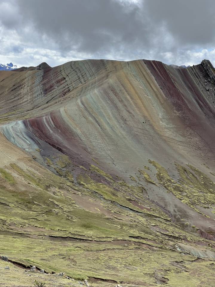 Colorful striped mountain landscape.