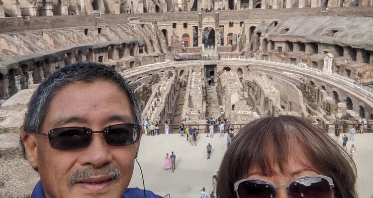Tourists inside the Colosseum in Rome.