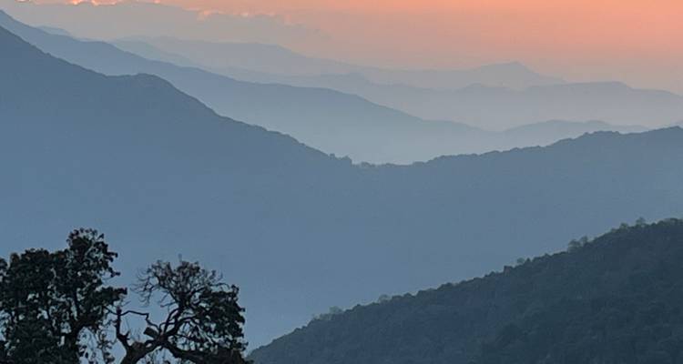 Beautiful layers of mountains during sunset.