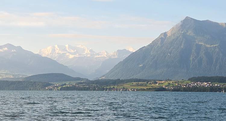 Scenic view of a lake with mountains in the background