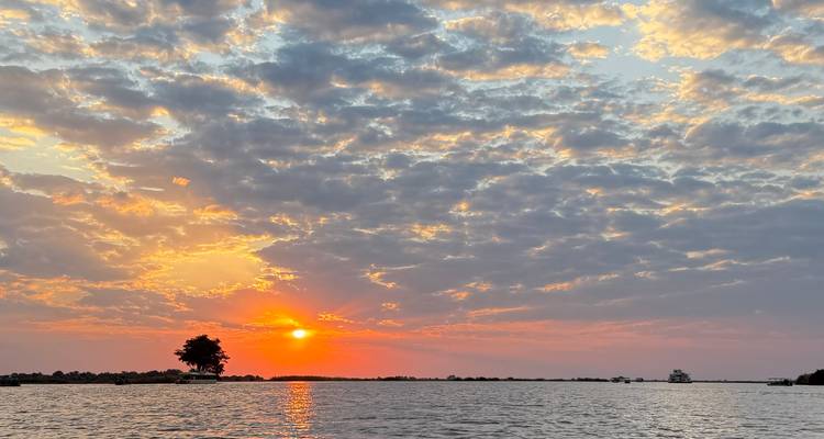 Scenic sunset over a body of water.