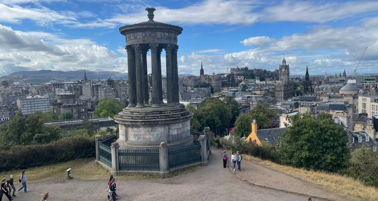A hilltop monument with panoramic city views.