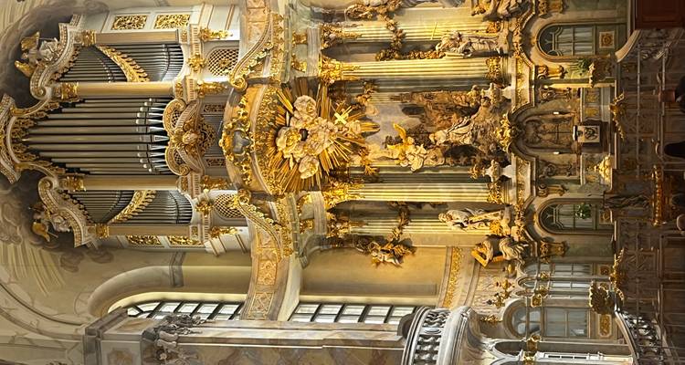 Ornate church interior with grand altar.