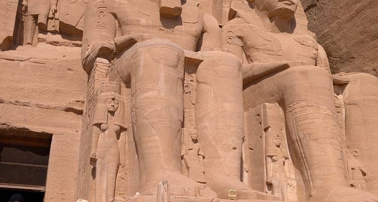 The statues of Abu Simbel carved into rock.