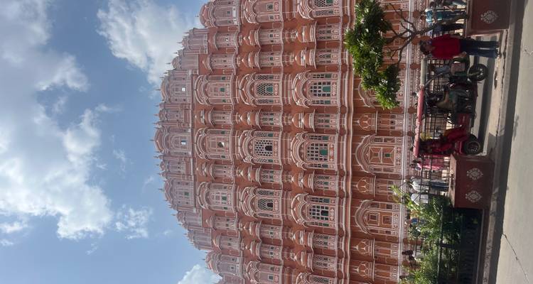 Exterior view of the Hawa Mahal Palace in Jaipur.