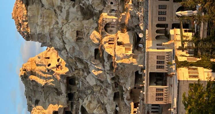 Dwellings carved into rock formations, Cappadocia.