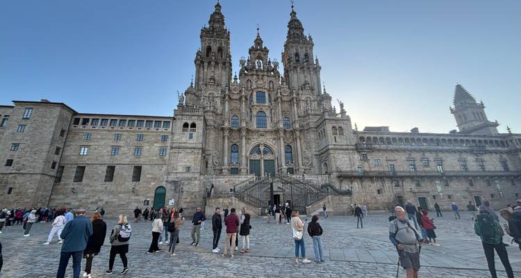 Crowd in front of a historic cathedral.