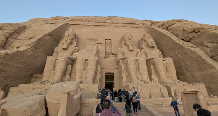 Temple of Abu Simbel with tourists.