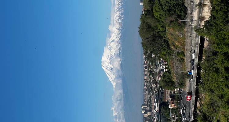 El Monte Ararat cubierto de nieve se alza sobre el horizonte de Ereván en un día de cielo cristalino.