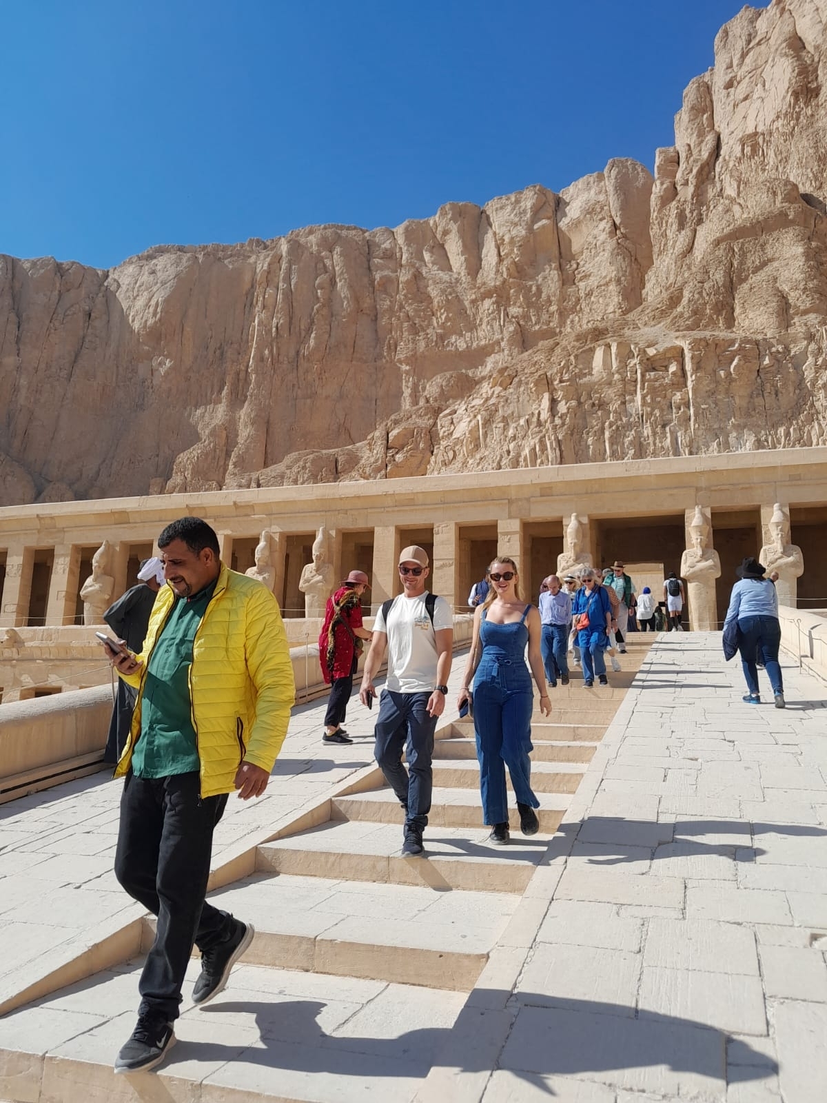 Visitors walking at the Hatshepsut Temple in Luxor.