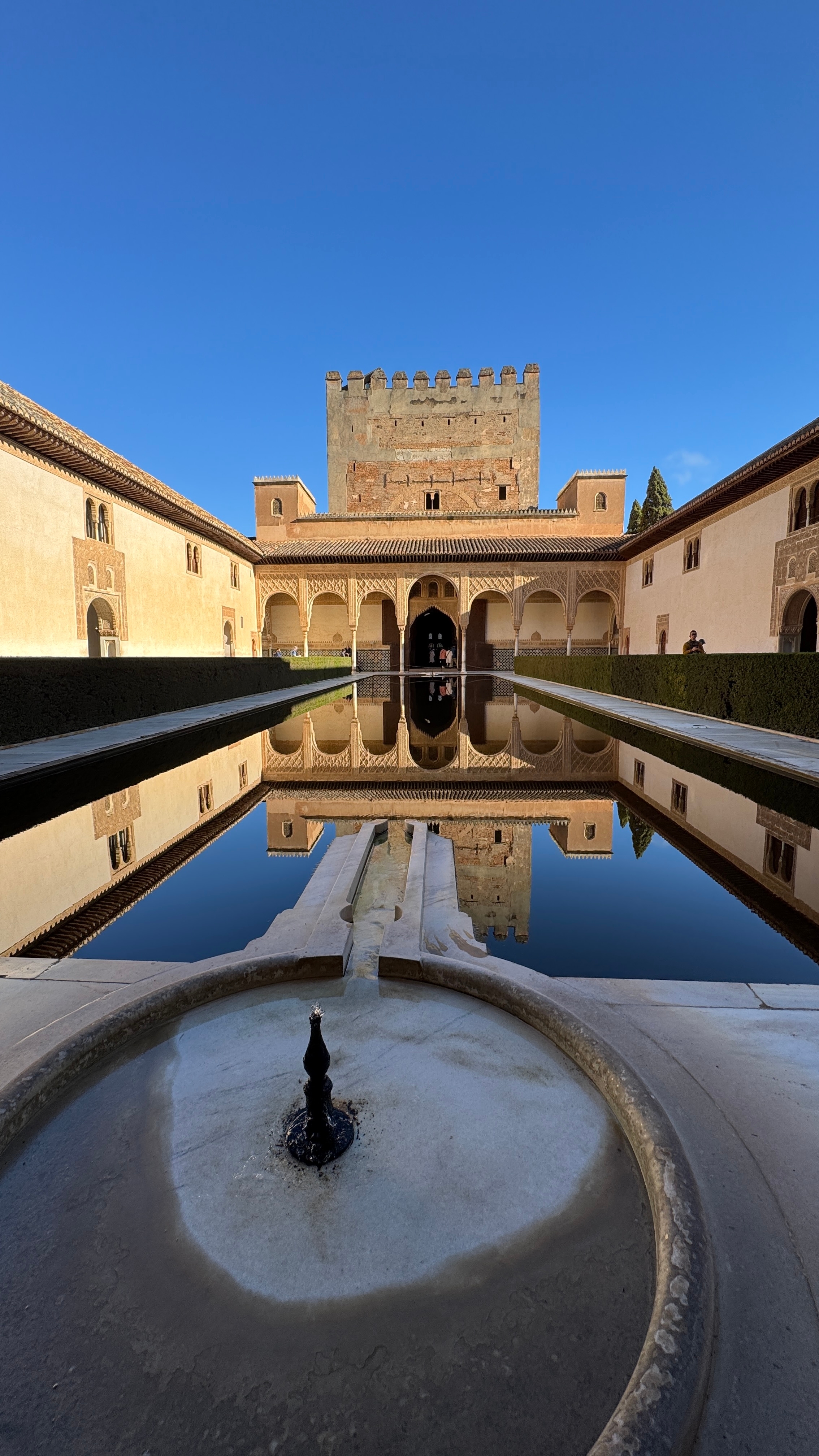 Alhambra reflecting pool and building in Granada.