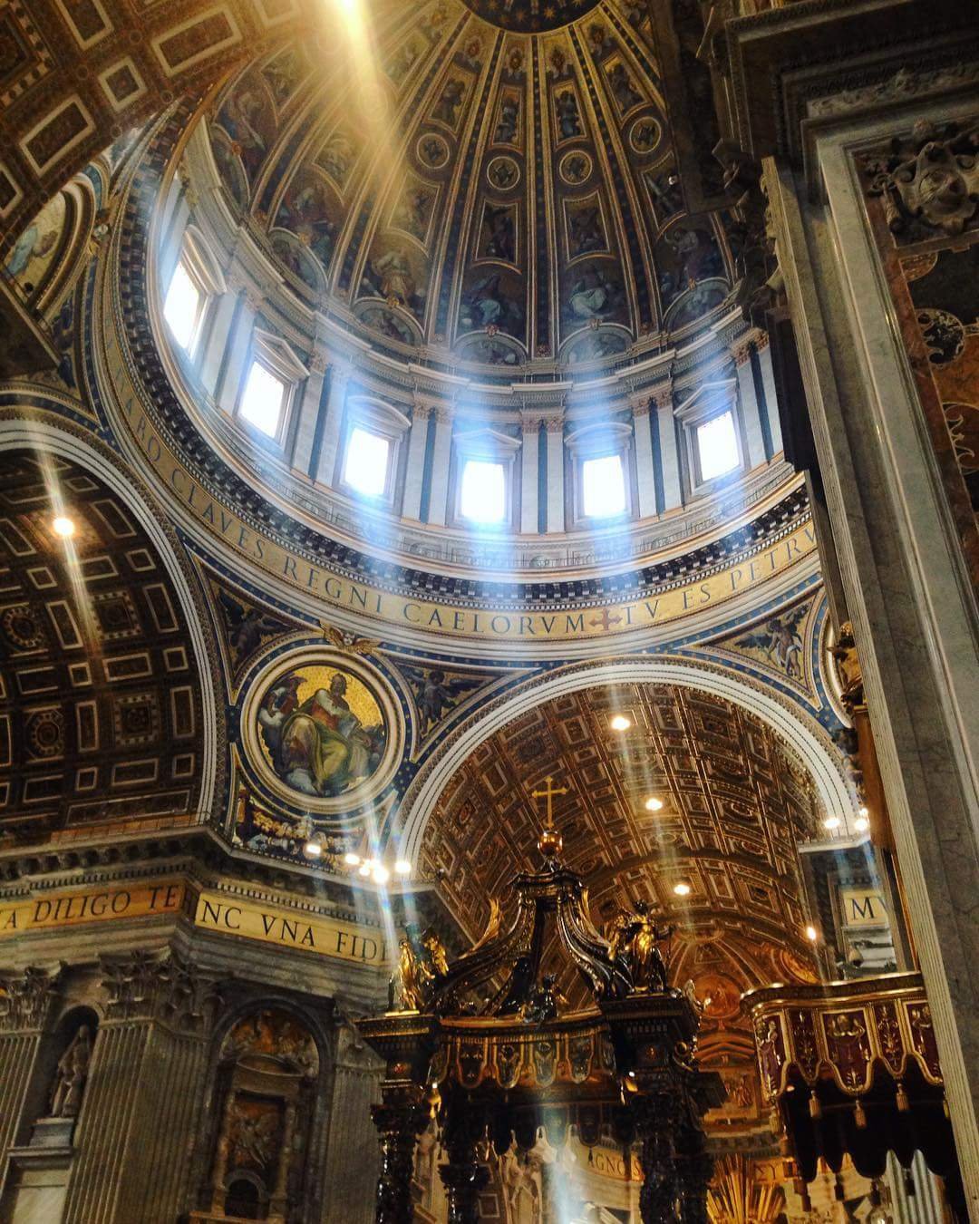Elaborately decorated ceiling of St. Peter's Basilica.